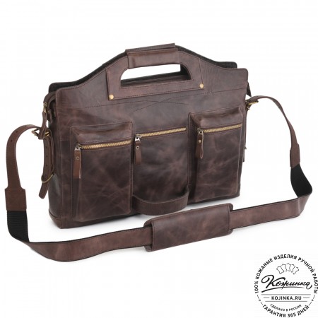  Универсальный кожаный портфель "Диего" (темно-коричневый антик) 